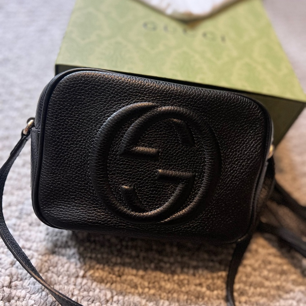 Gucci Black Pebbled Leather Calfskin Bag